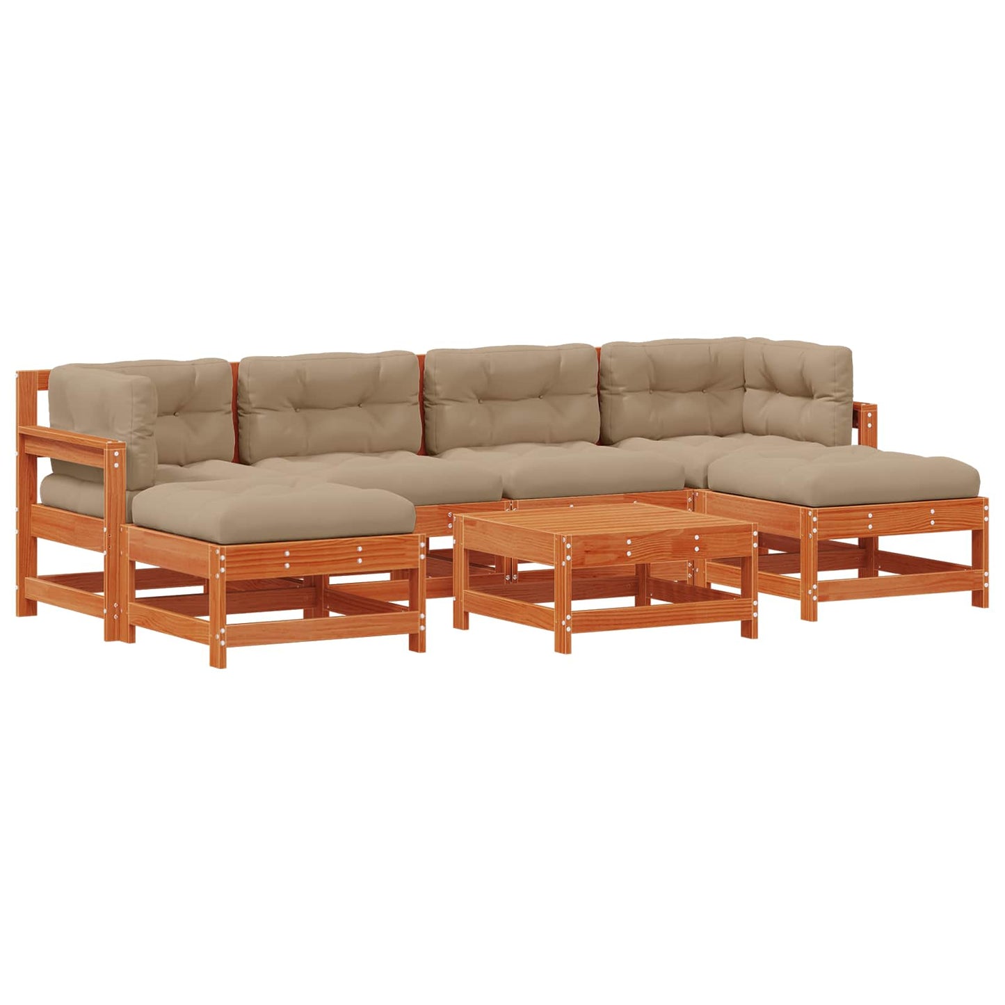 Kerti lounge szett 7 pcs Viaszbarna Tömör Fenyőfa