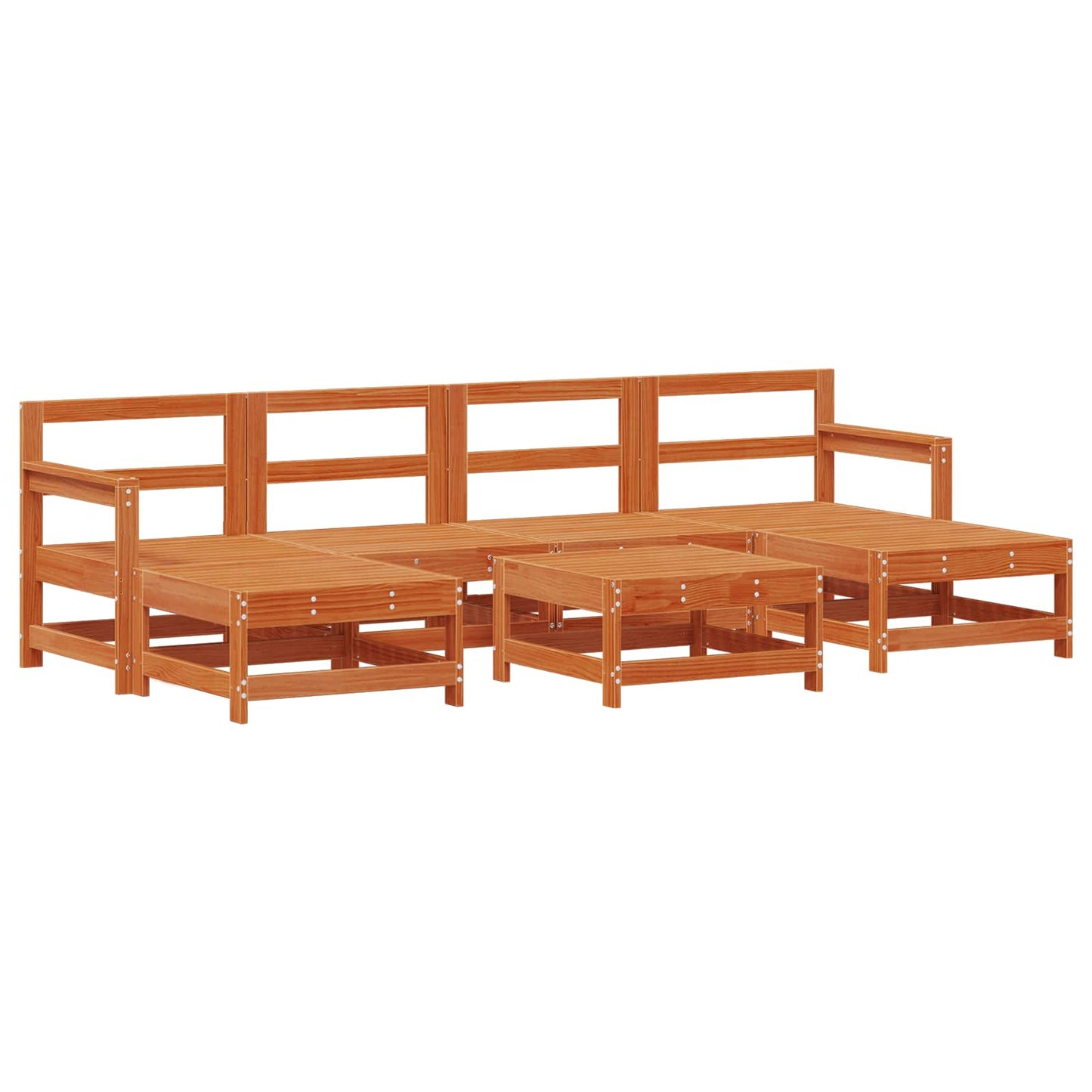 Kerti lounge szett 7 pcs Viaszbarna Tömör Fenyőfa