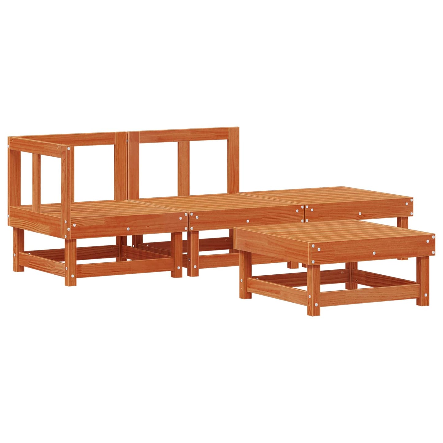 Kerti lounge szett 4 pcs Viaszbarna Tömör Fenyőfa