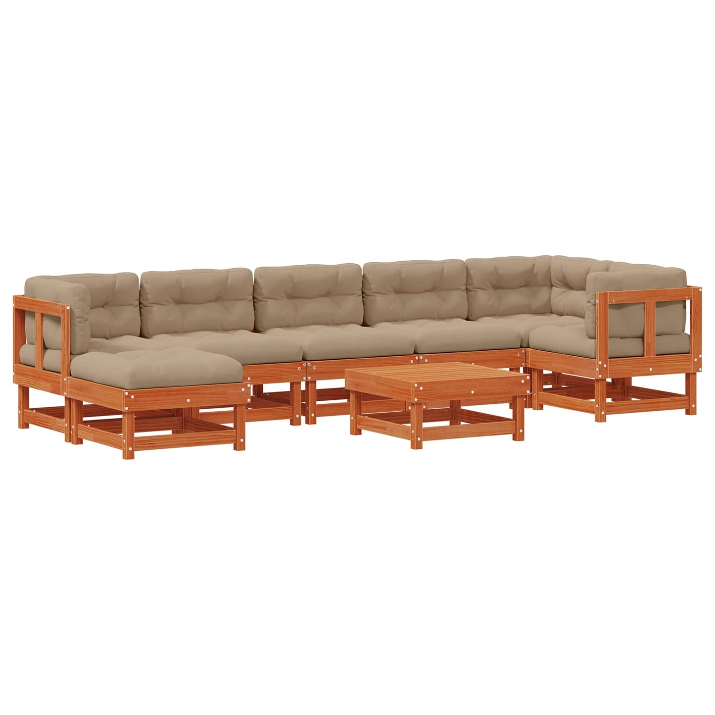 Kerti lounge szett 8 pcs Viaszbarna Tömör Fenyőfa