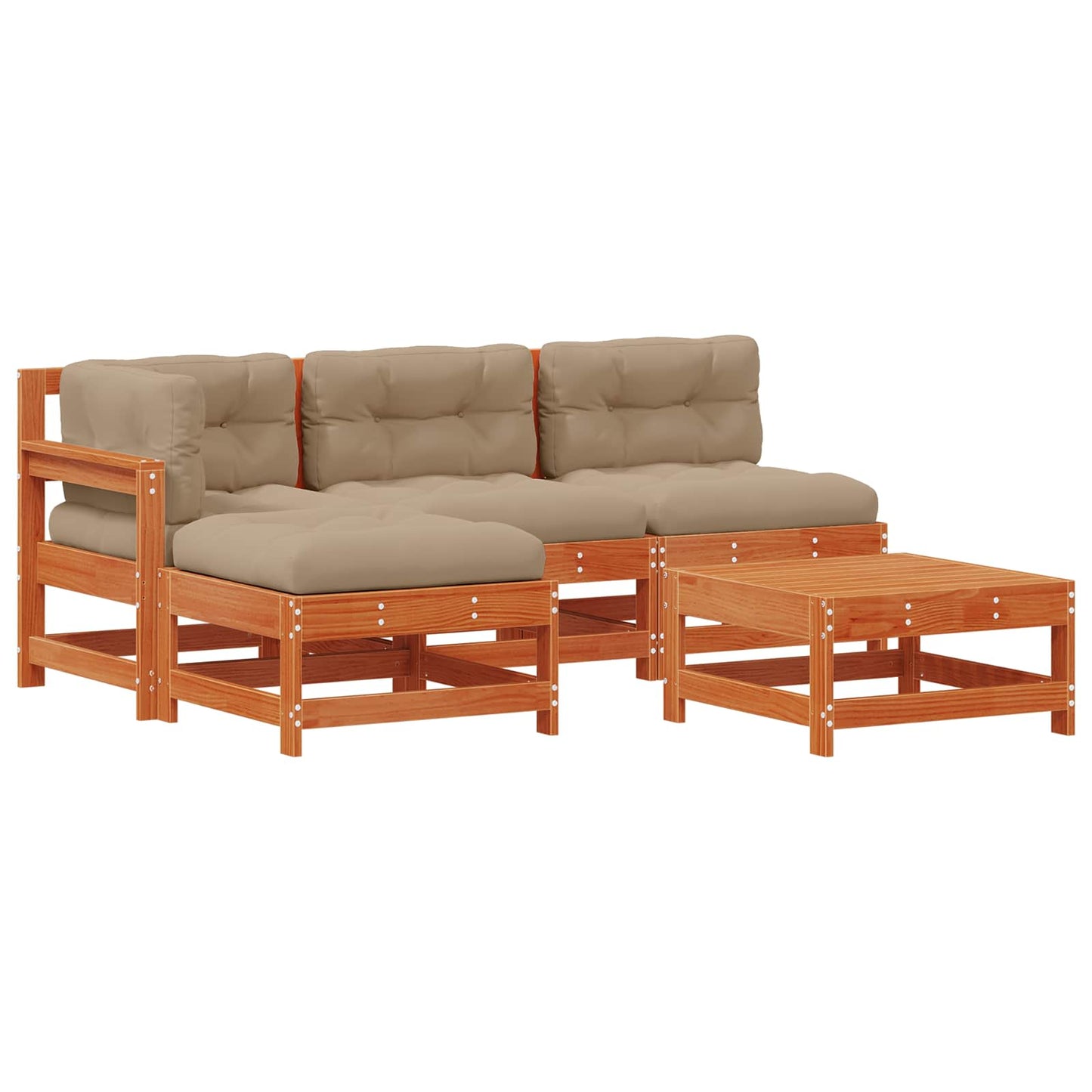 Kerti lounge szett 5 pcs Viaszbarna Tömör Fenyőfa