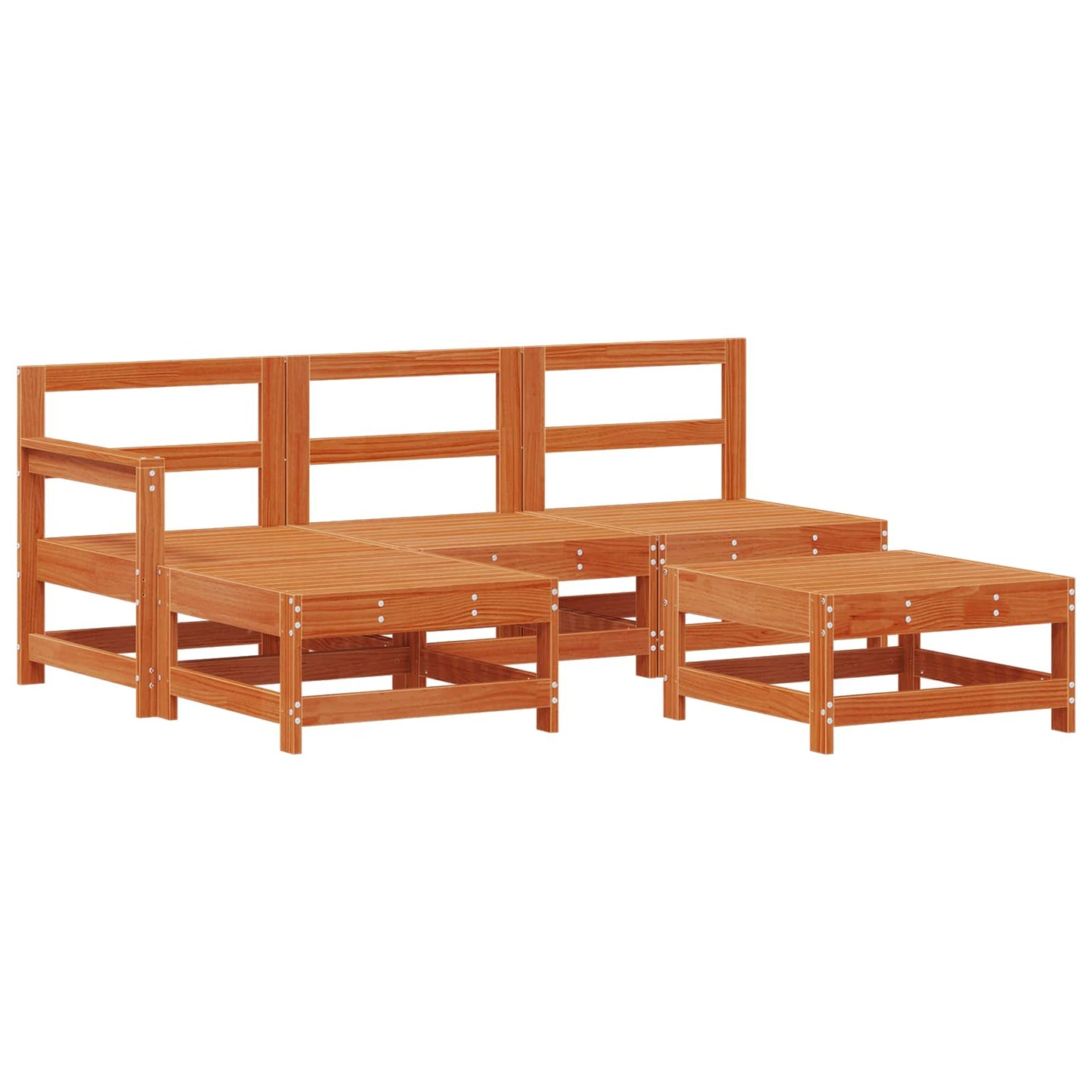 Kerti lounge szett 5 pcs Viaszbarna Tömör Fenyőfa