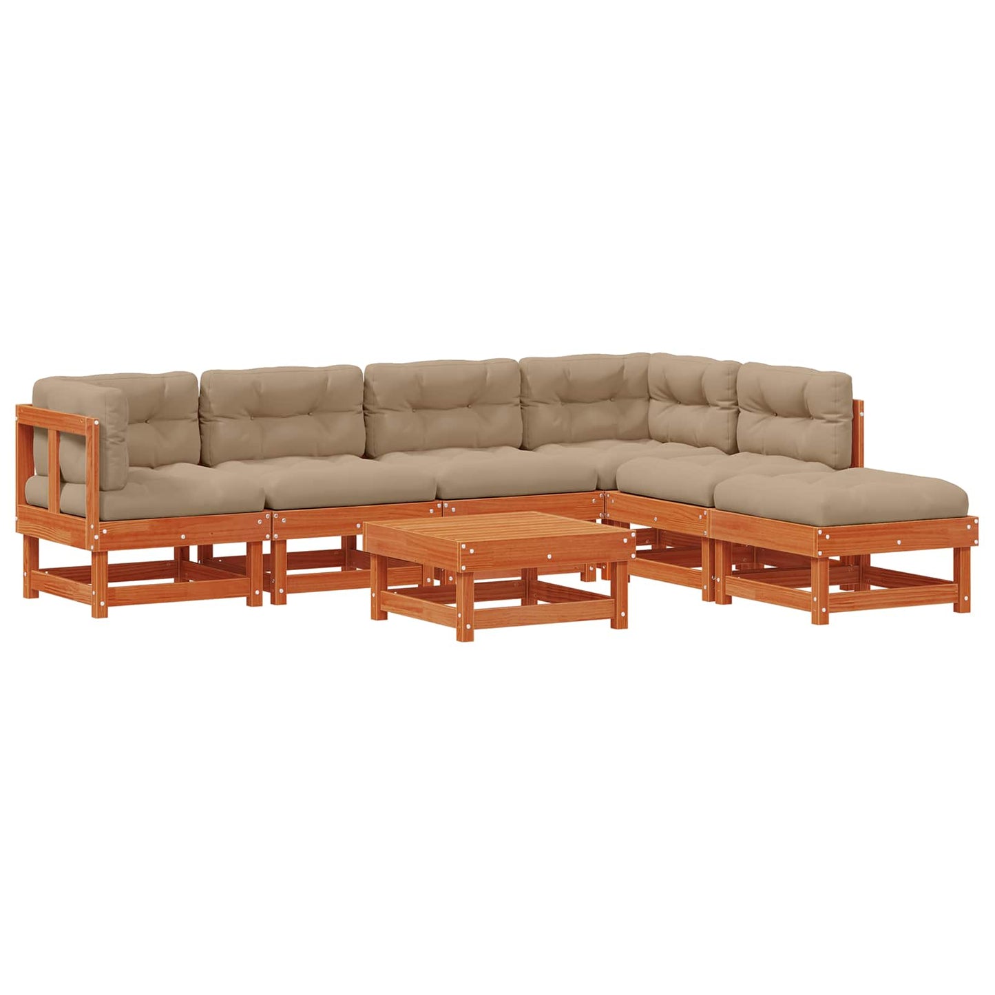 Kerti lounge szett 7 pcs Viaszbarna Tömör Fenyőfa