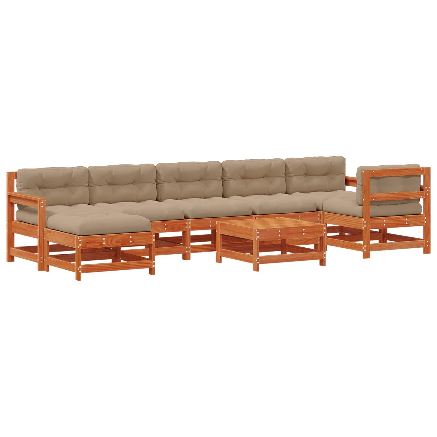 Kerti lounge szett 8 pcs Viaszbarna Tömör Fenyőfa
