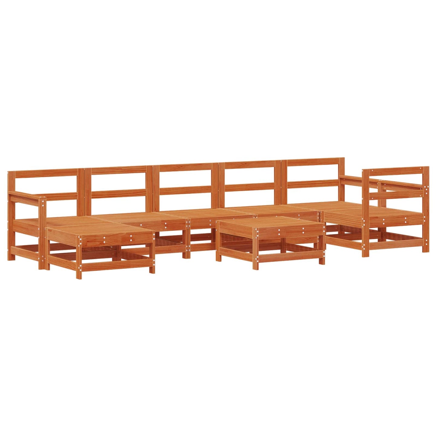 Kerti lounge szett 8 pcs Viaszbarna Tömör Fenyőfa