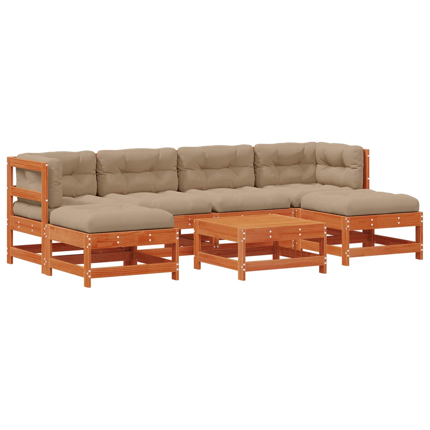Kerti lounge szett 7 pcs Viaszbarna Tömör Fenyőfa