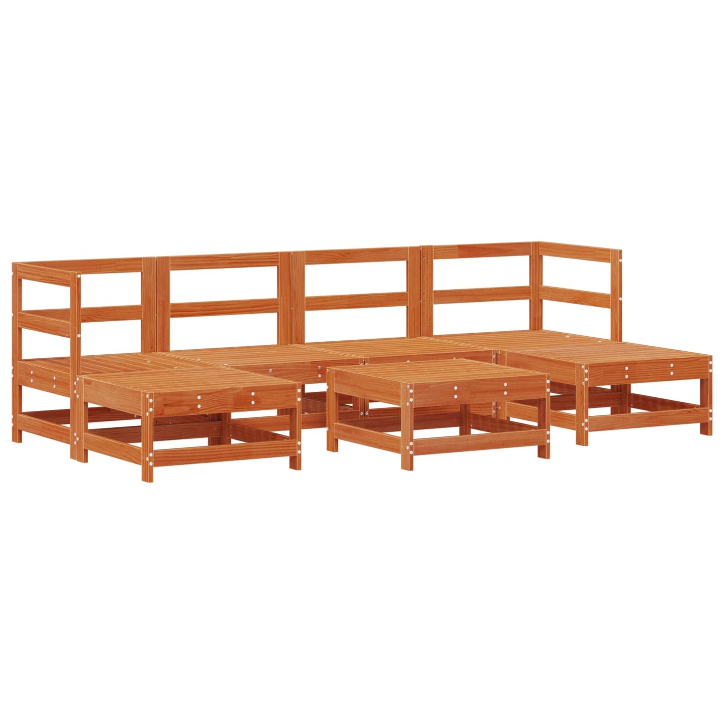 Kerti lounge szett 7 pcs Viaszbarna Tömör Fenyőfa