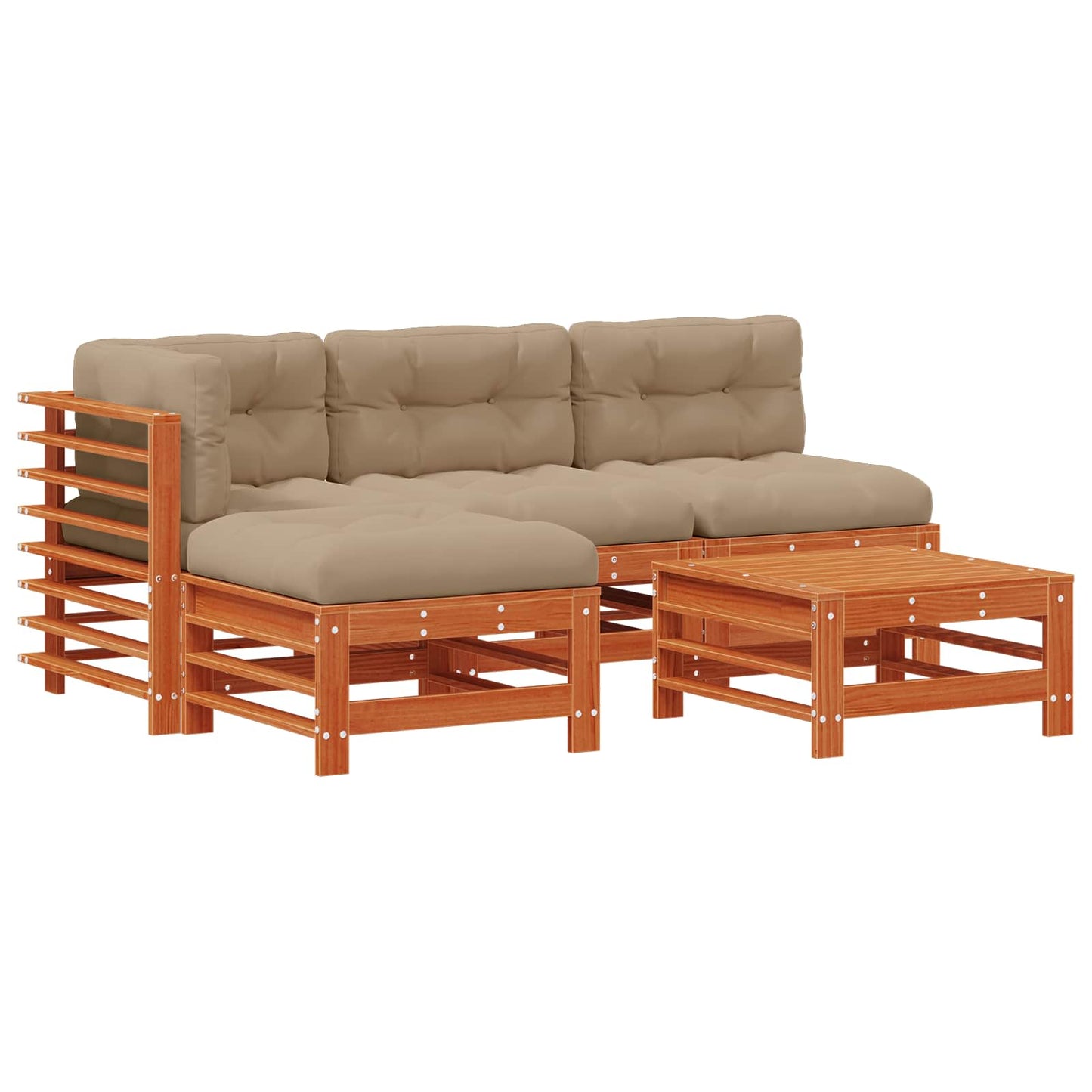 Kerti lounge szett 5 pcs Viaszbarna Tömör Fenyőfa