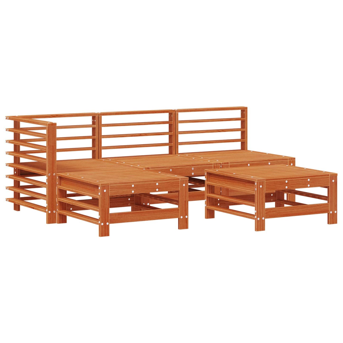 Kerti lounge szett 5 pcs Viaszbarna Tömör Fenyőfa