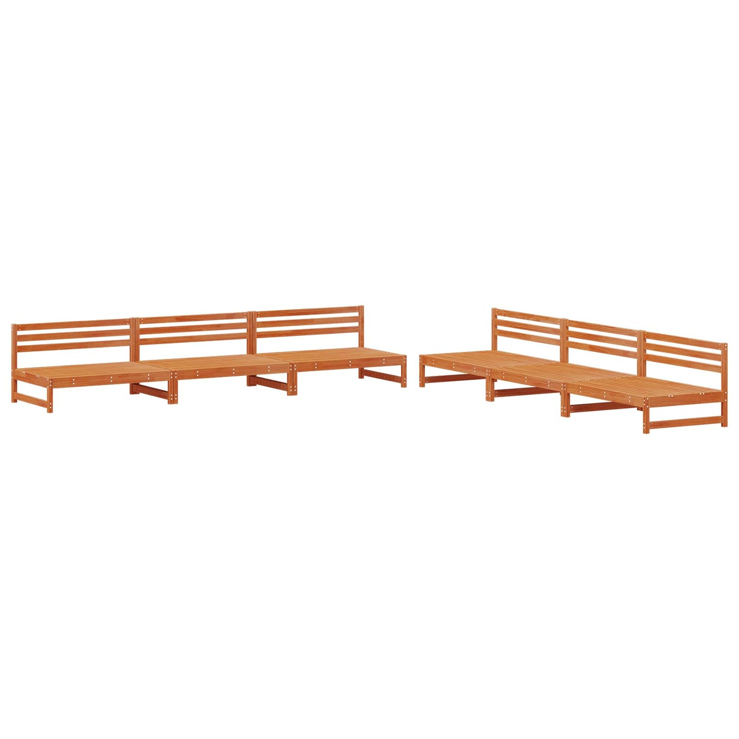 Kerti lounge szett 6 pcs Viaszbarna Tömör fenyő