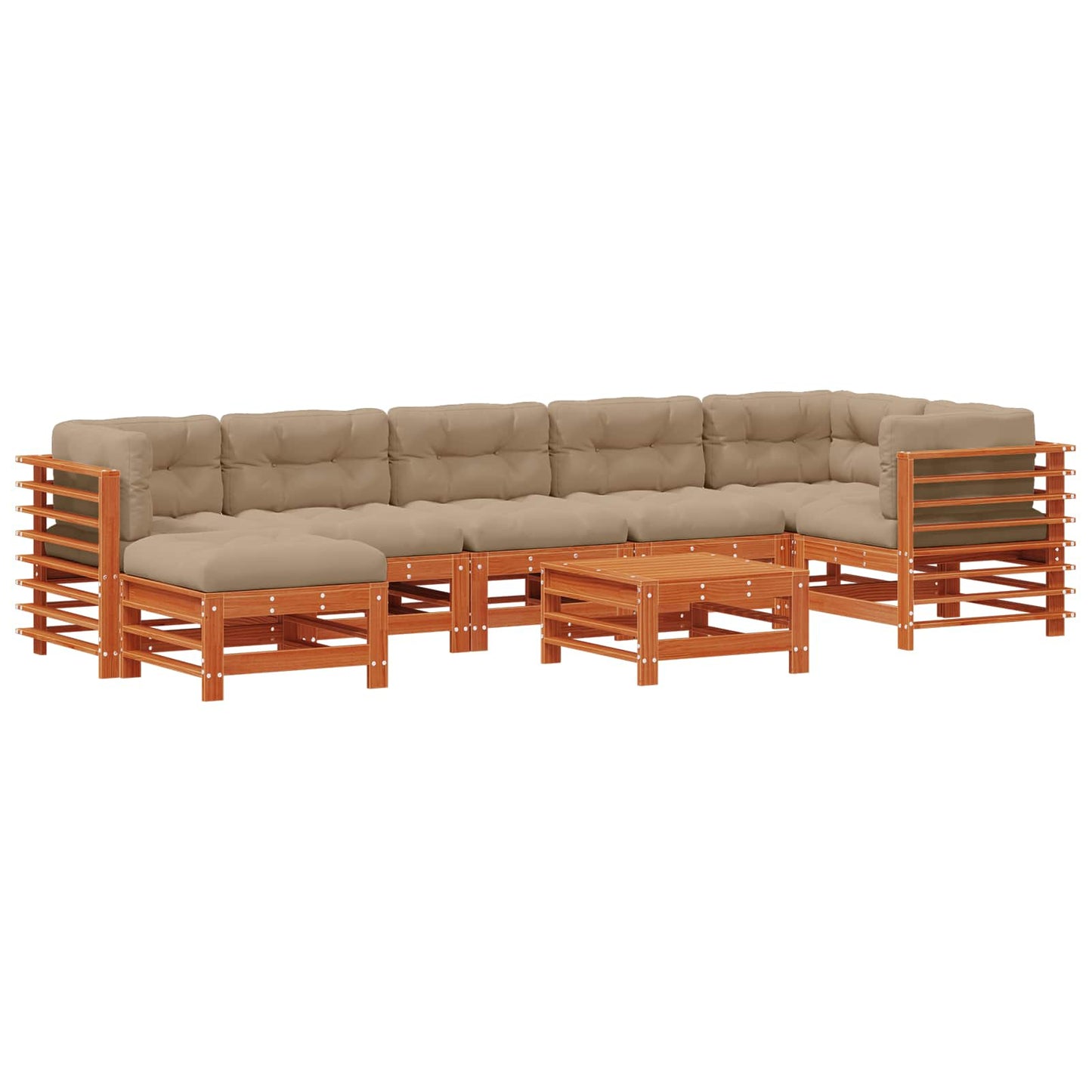 Kerti lounge szett 8 pcs Viaszbarna Tömör Fenyőfa