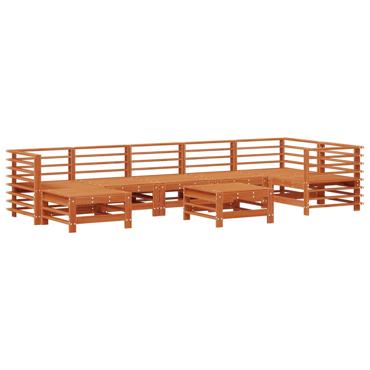 Kerti lounge szett 8 pcs Viaszbarna Tömör Fenyőfa