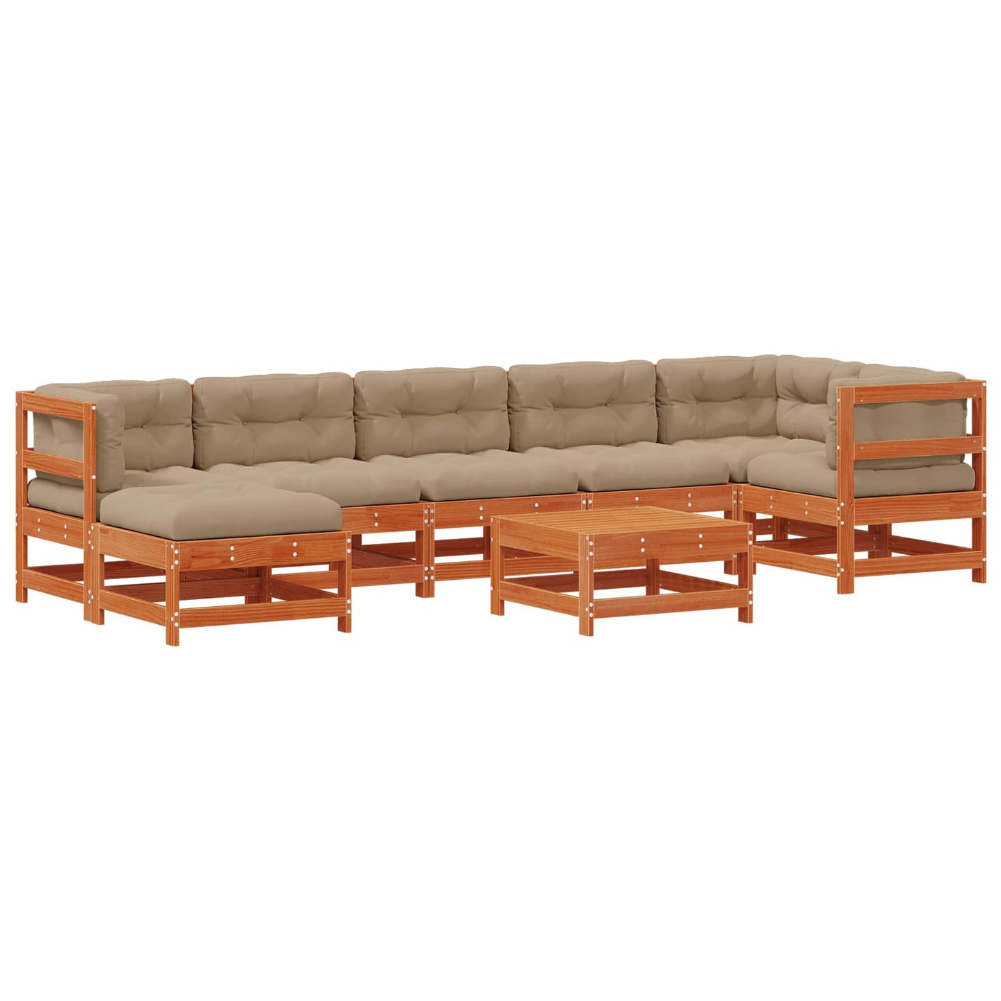 Kerti lounge szett 8 pcs Viaszbarna Tömör Fenyőfa