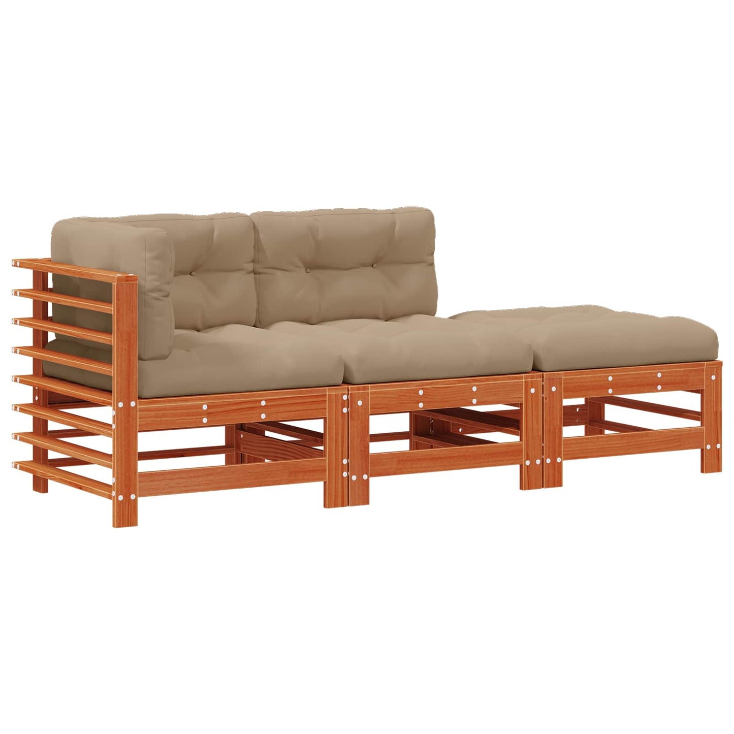 Kerti lounge szett 3 pcs Viaszbarna Tömör Fenyőfa