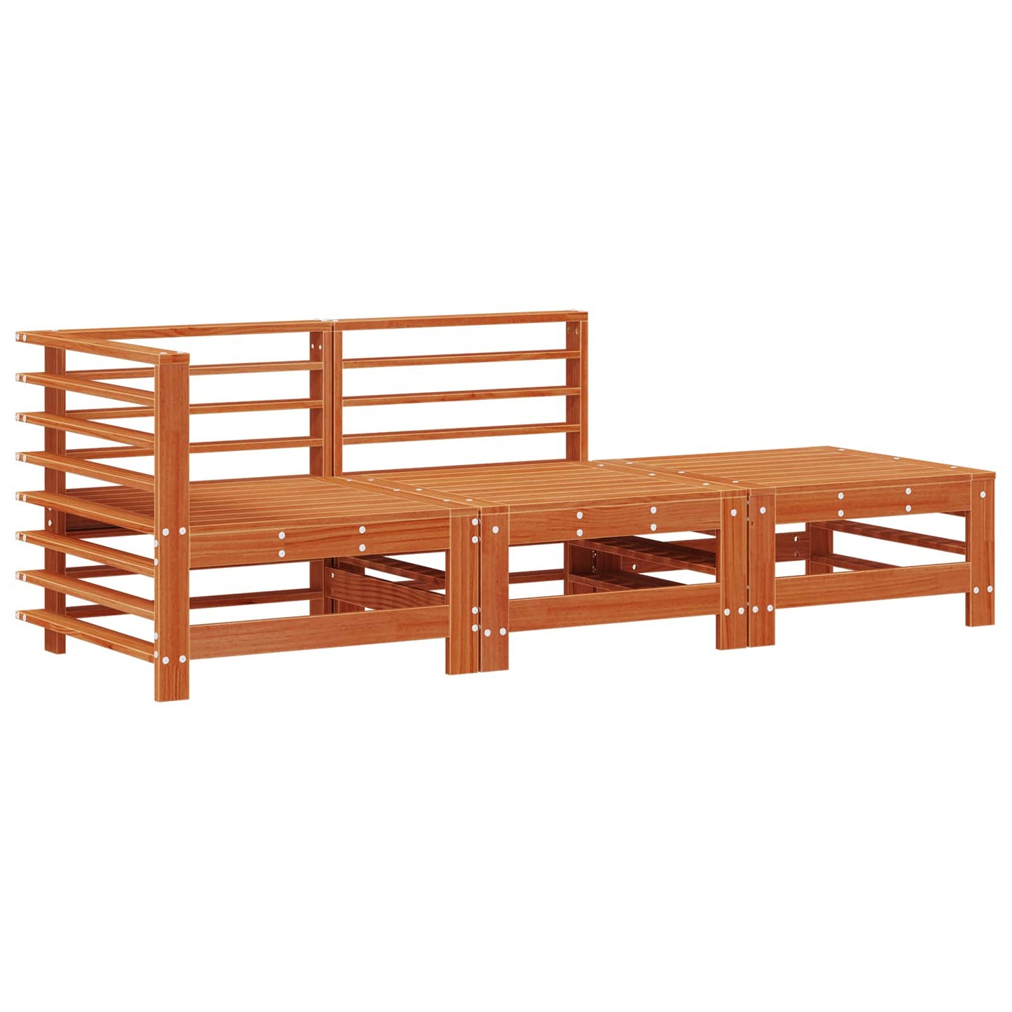 Kerti lounge szett 3 pcs Viaszbarna Tömör Fenyőfa
