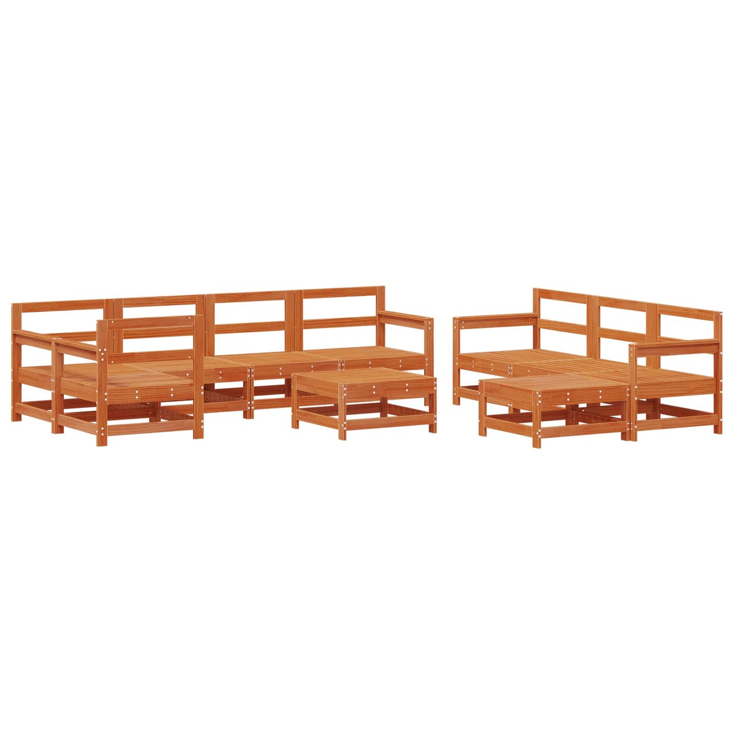Kerti lounge szett 10 pcs Viaszbarna Tömör Fenyőfa