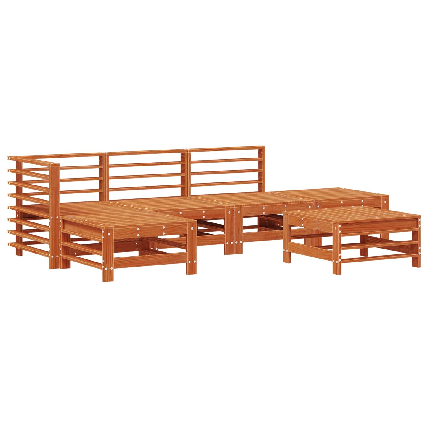 Kerti lounge szett 5 pcs Viaszbarna Tömör Fenyőfa