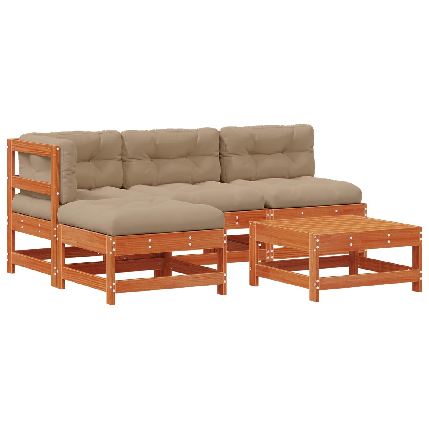 Kerti lounge szett 5 pcs Viaszbarna Tömör Fenyőfa