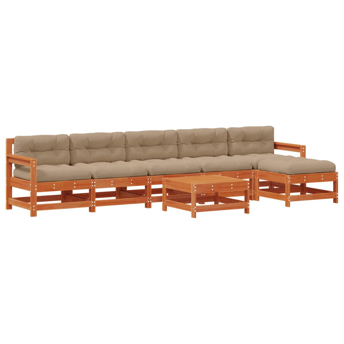 Kerti lounge szett 7 pcs Viaszbarna Tömör Fenyőfa