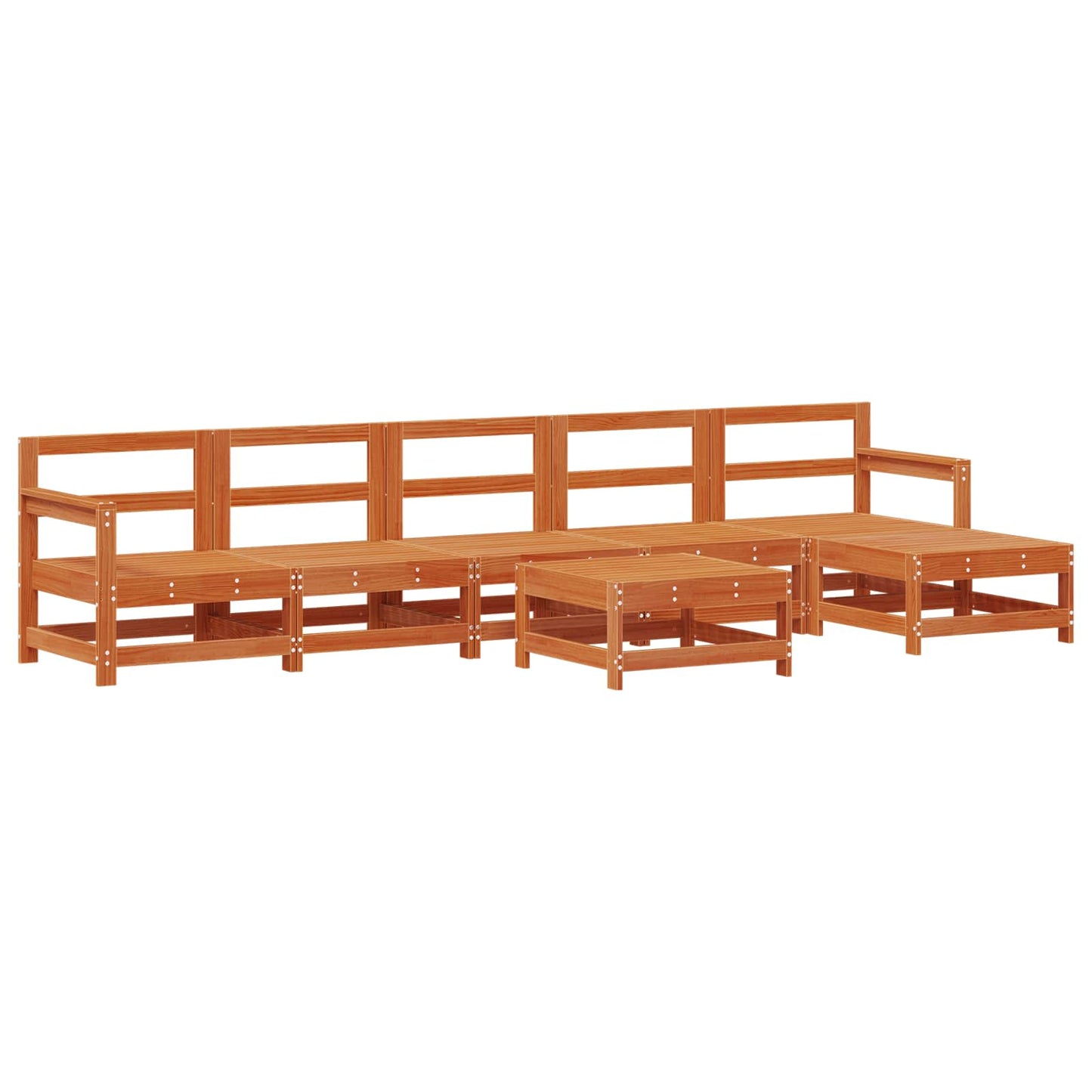 Kerti lounge szett 7 pcs Viaszbarna Tömör Fenyőfa