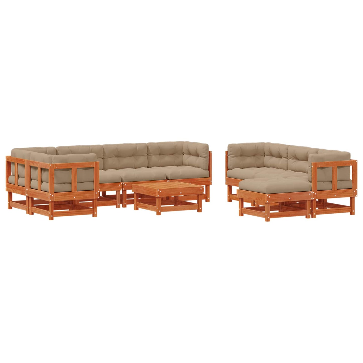 Kerti lounge szett 33 pcs Viaszbarna Tömör Fenyőfa