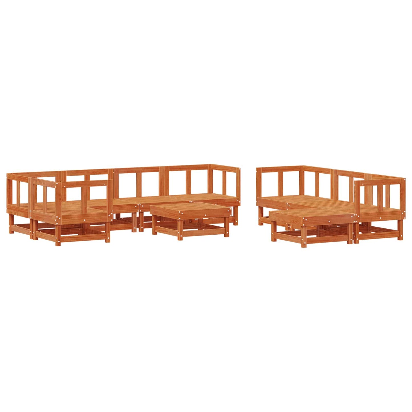 Kerti lounge szett 33 pcs Viaszbarna Tömör Fenyőfa