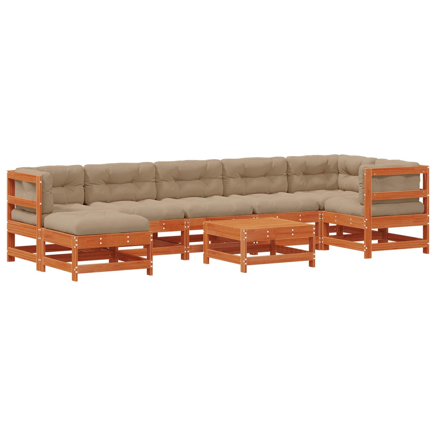 Kerti lounge szett 8 pcs Viaszbarna Tömör Fenyőfa