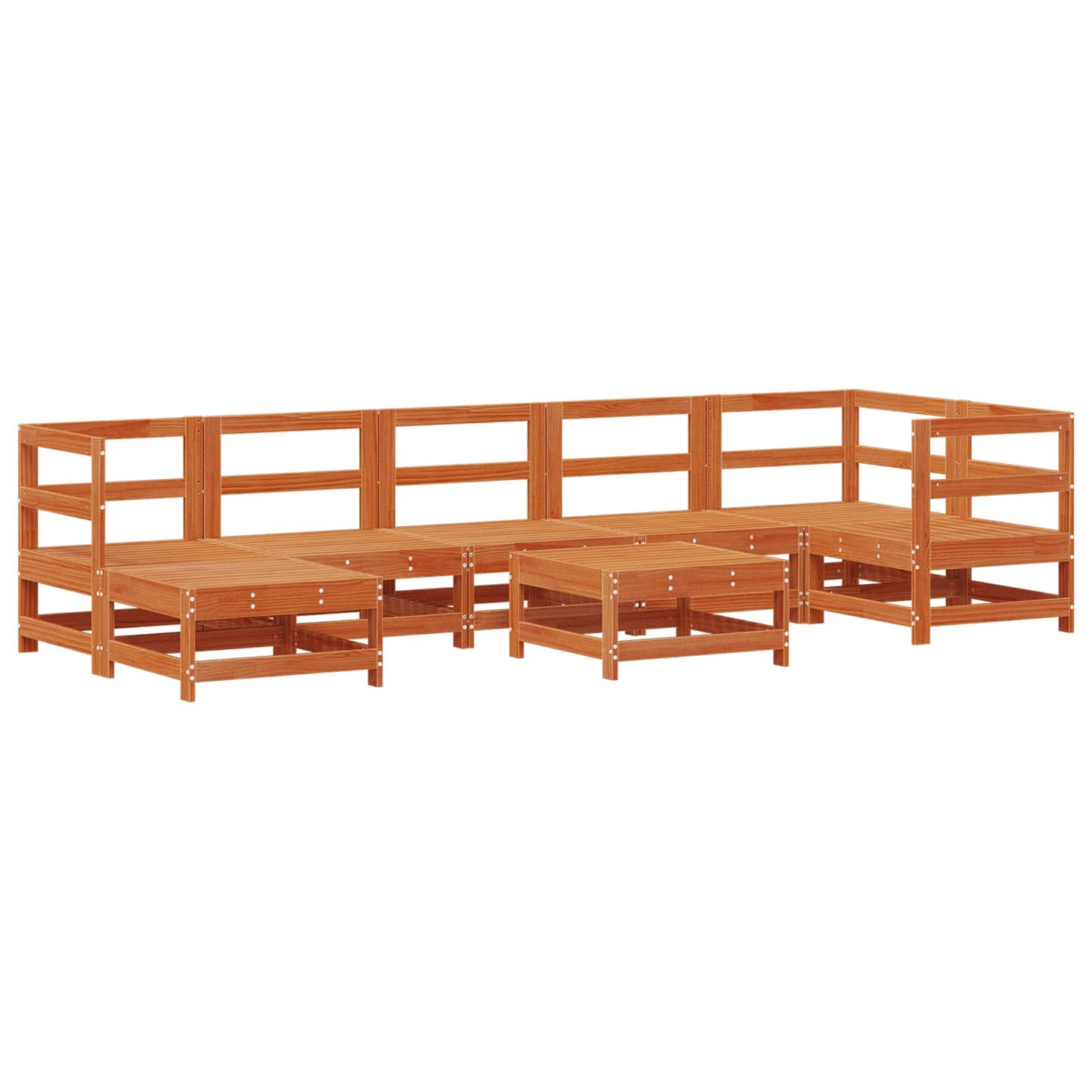 Kerti lounge szett 8 pcs Viaszbarna Tömör Fenyőfa