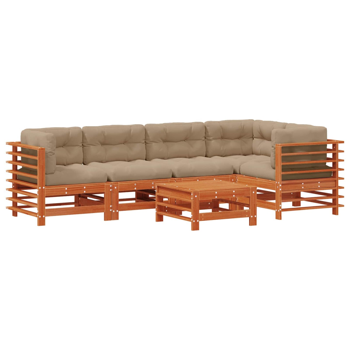 Kerti lounge szett 6 pcs Viaszbarna Tömör Fenyőfa