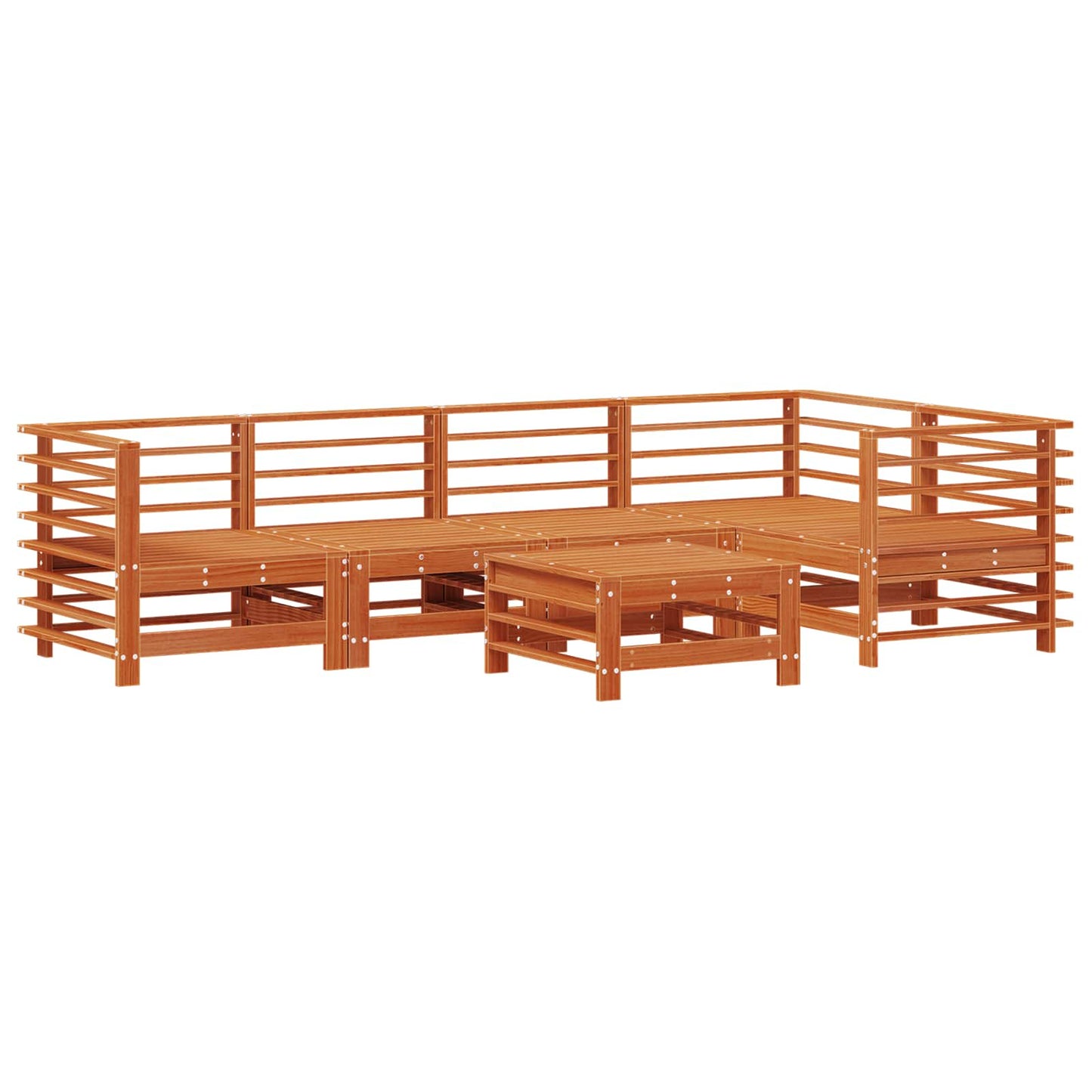 Kerti lounge szett 6 pcs Viaszbarna Tömör Fenyőfa
