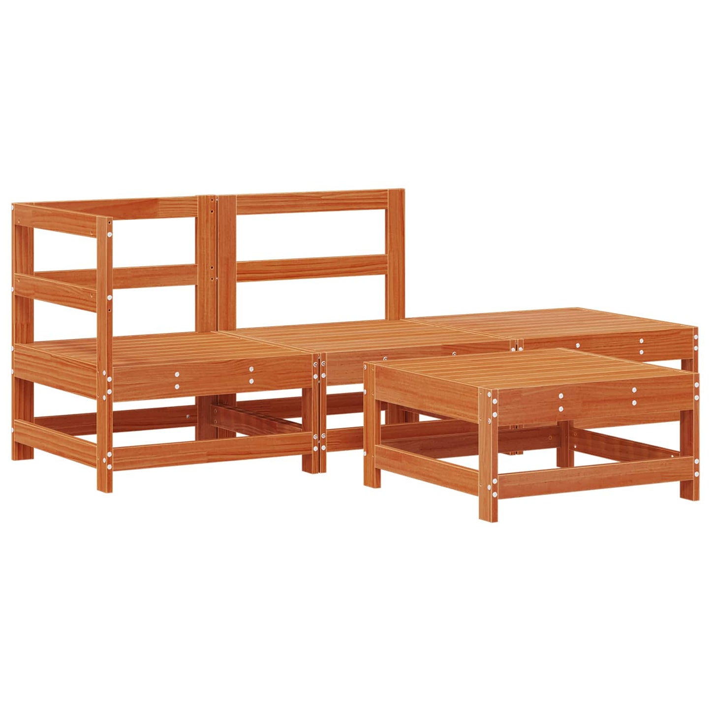 Kerti lounge szett 4 pcs Viaszbarna Tömör Fenyőfa