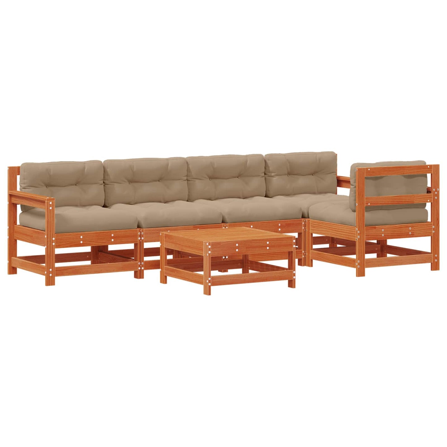 Kerti lounge szett 6 pcs Viaszbarna Tömör Fenyőfa