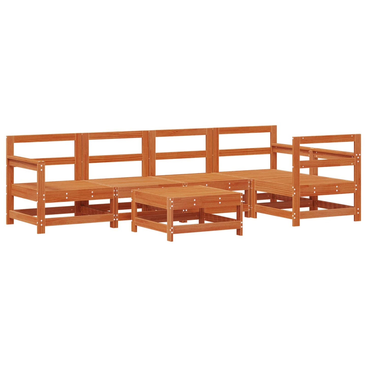 Kerti lounge szett 6 pcs Viaszbarna Tömör fenyő