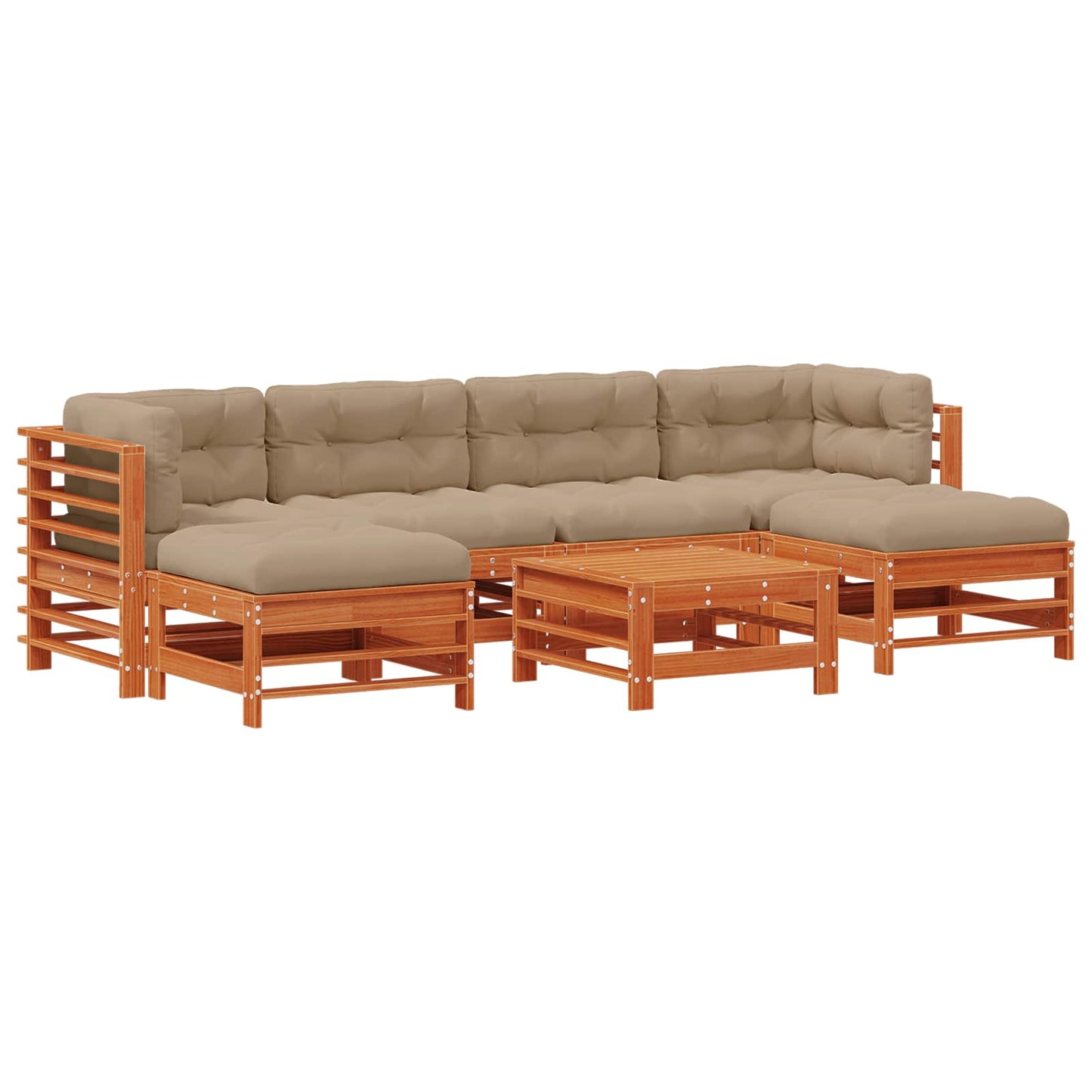 Kerti lounge szett 7 pcs Viaszbarna Tömör Fenyőfa