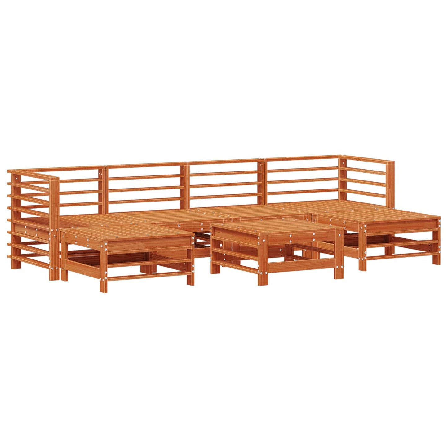 Kerti lounge szett 7 pcs Viaszbarna Tömör Fenyőfa