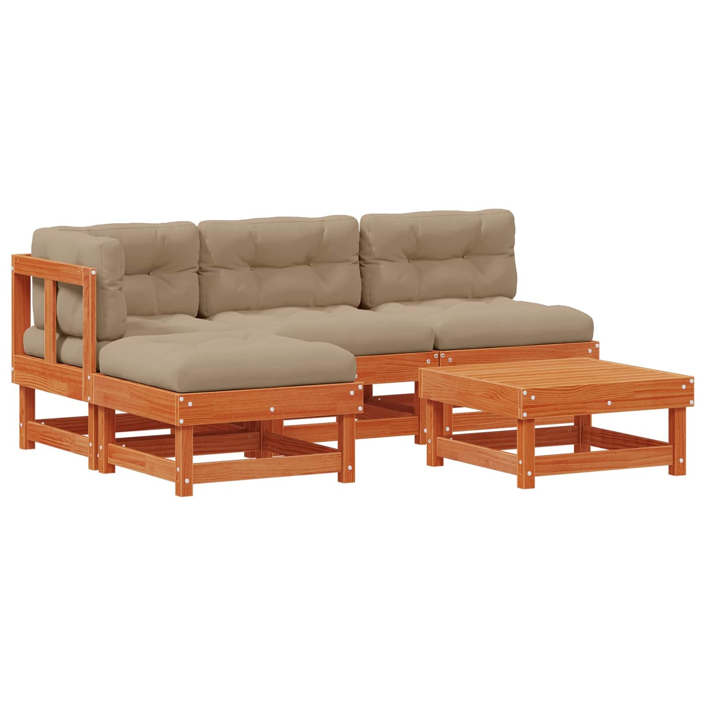 Kerti lounge szett 13 pcs Viaszbarna Tömör Fenyőfa