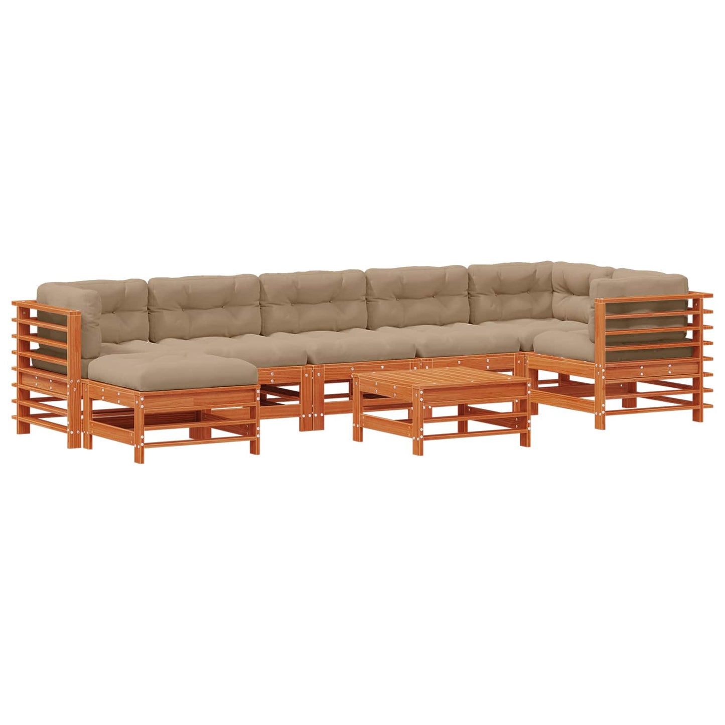Kerti lounge szett 8 pcs Viaszbarna Tömör Fenyőfa