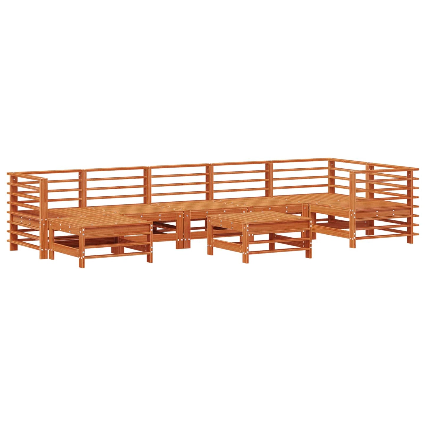 Kerti lounge szett 8 pcs Viaszbarna Tömör Fenyőfa