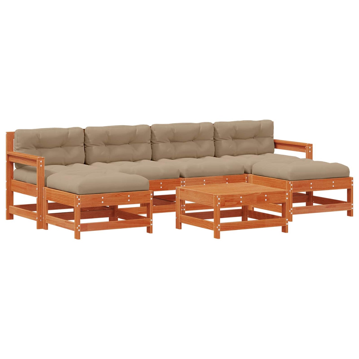 Kerti lounge szett 7 pcs Gyantás Barna Fenyő Tömör Fenyőfa