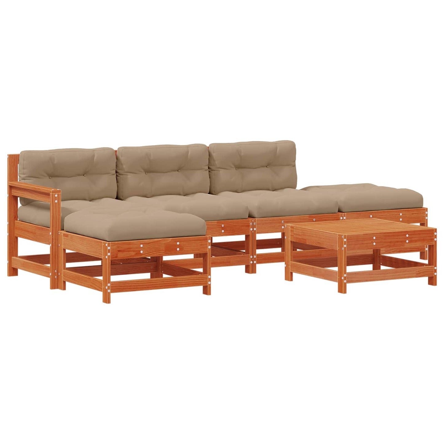 Kerti lounge szett 6 pcs Viaszbarna Tömör Fenyőfa