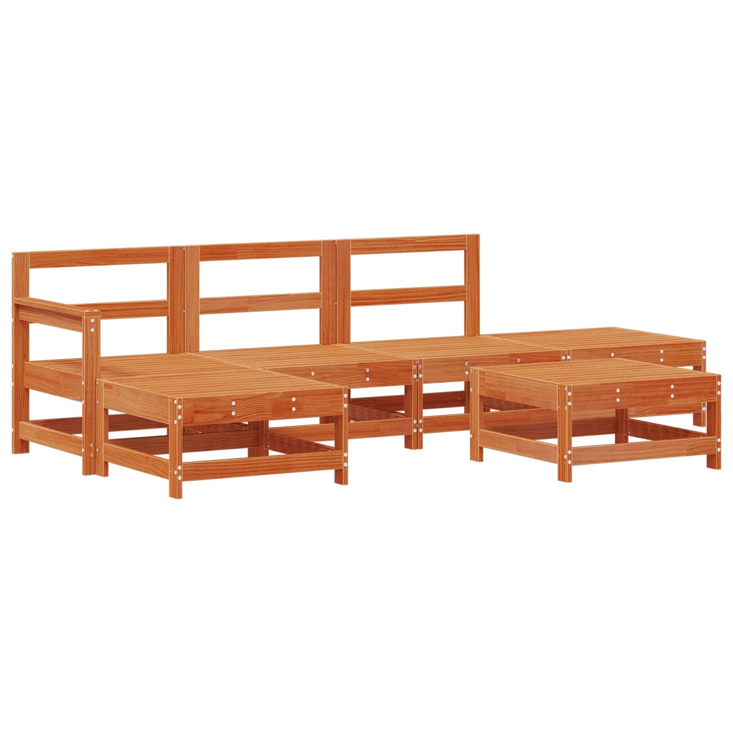 Kerti lounge szett 6 pcs Viaszbarna Tömör Fenyőfa