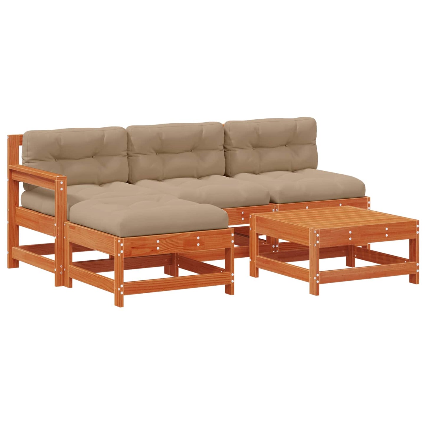 Kerti lounge szett 5 pcs Gyantás Barna Fenyő Tömör Fenyőfa