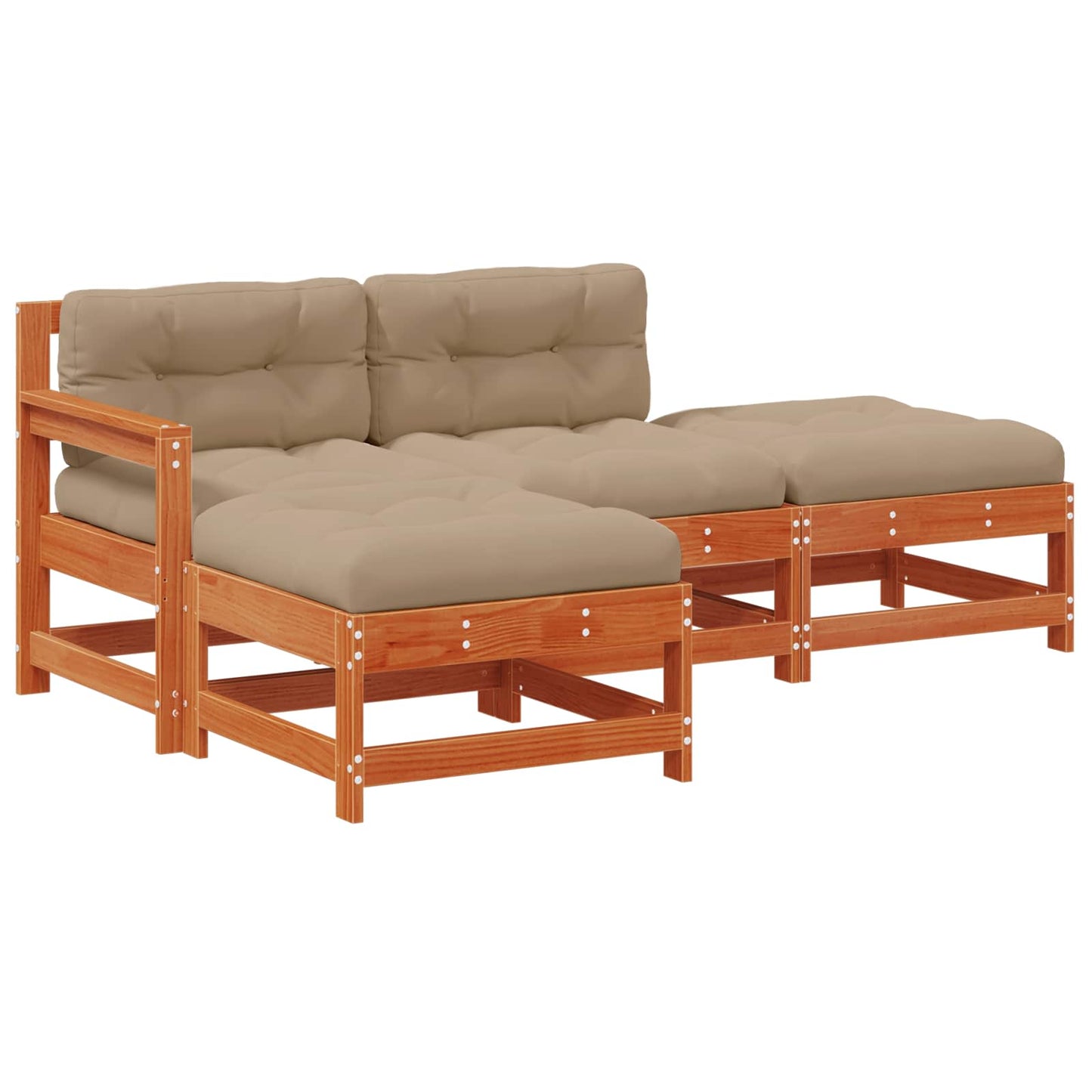 Kerti lounge szett 4 pcs Viaszbarna Tömör Fenyőfa