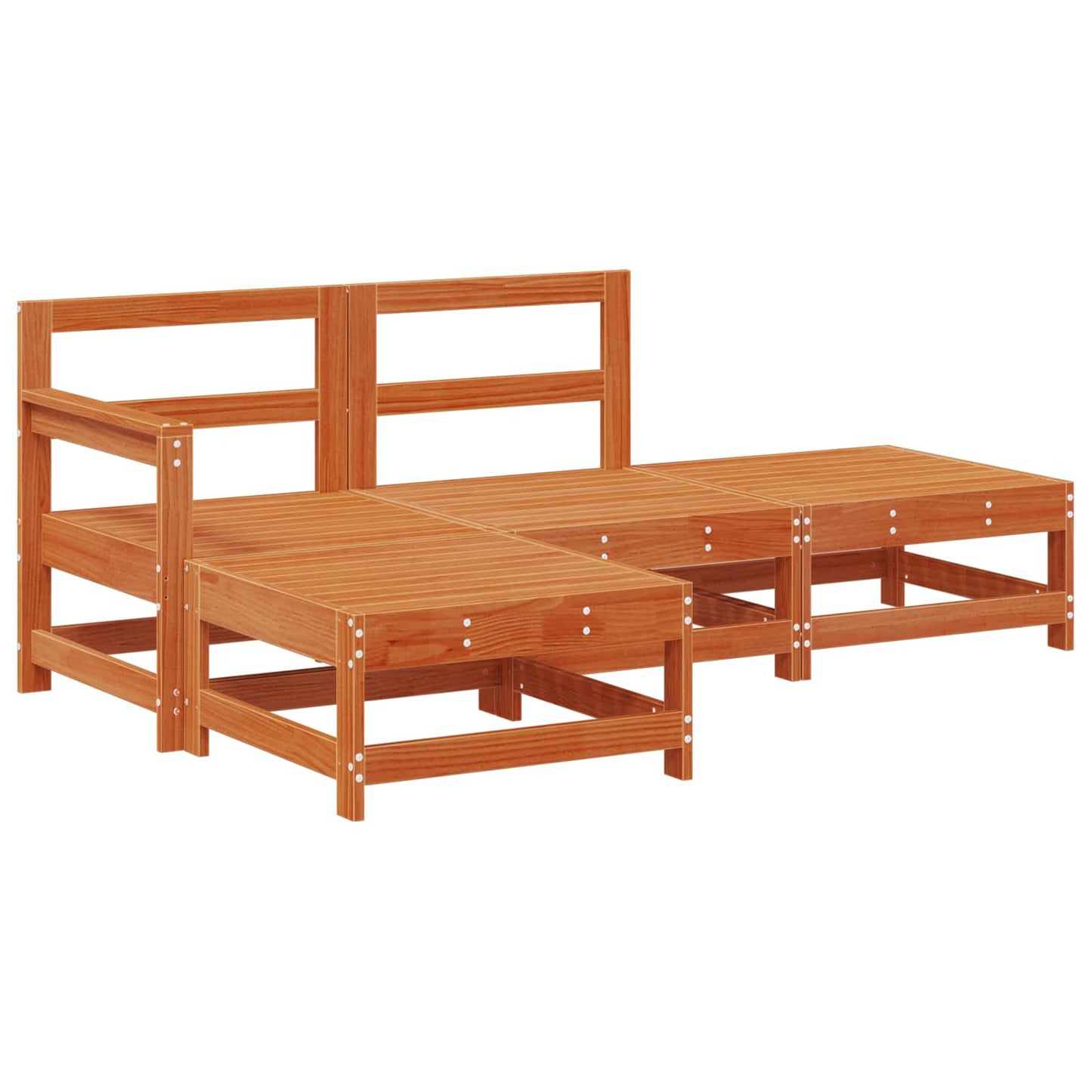 Kerti lounge szett 4 pcs Viaszbarna Tömör Fenyőfa