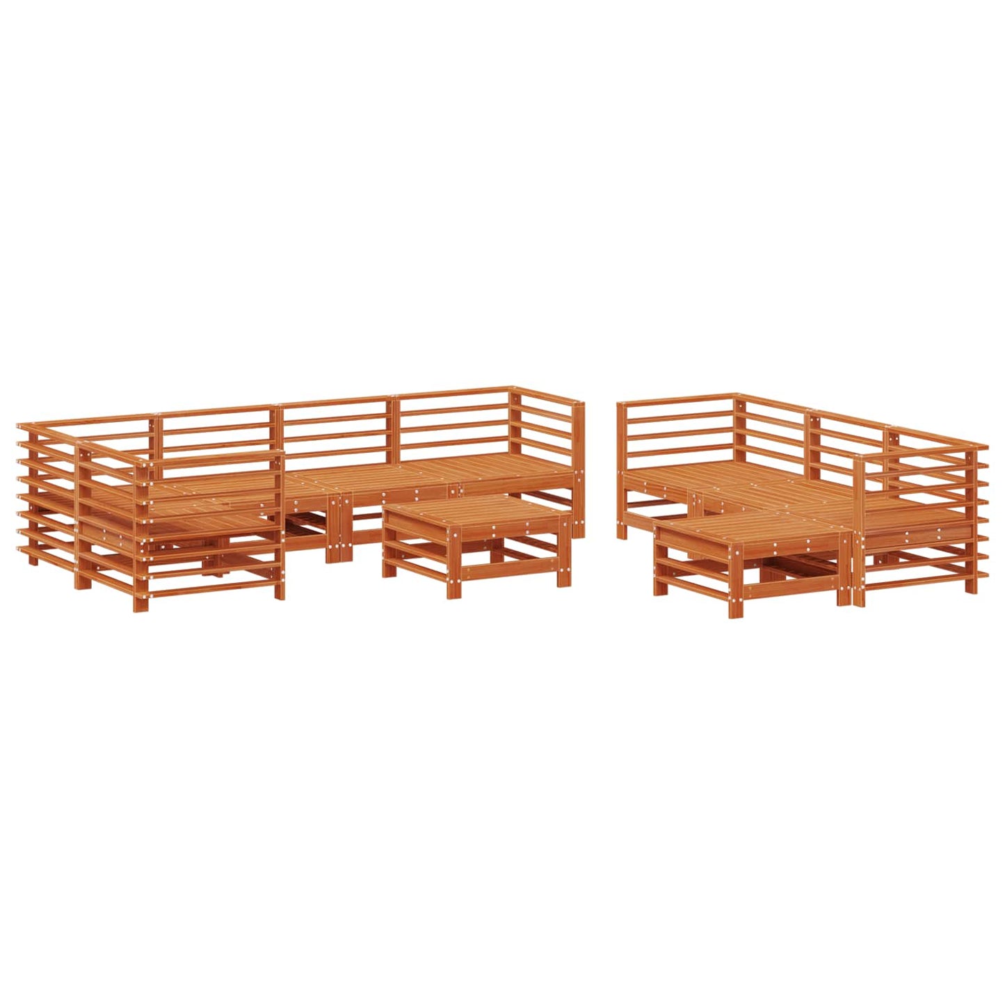Kerti lounge szett 10 pcs Viaszbarna Tömör Fenyőfa