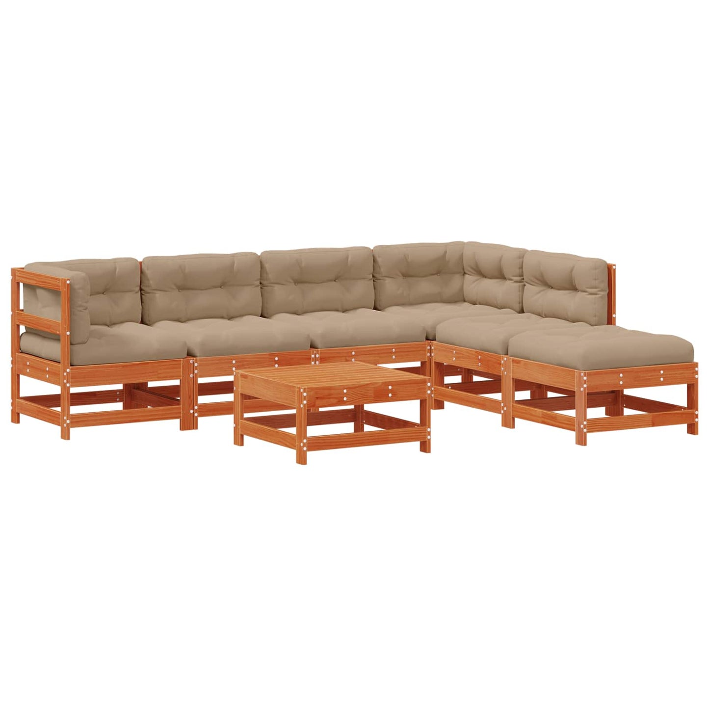 Kerti lounge szett 7 pcs Viaszbarna Tömör Fenyőfa