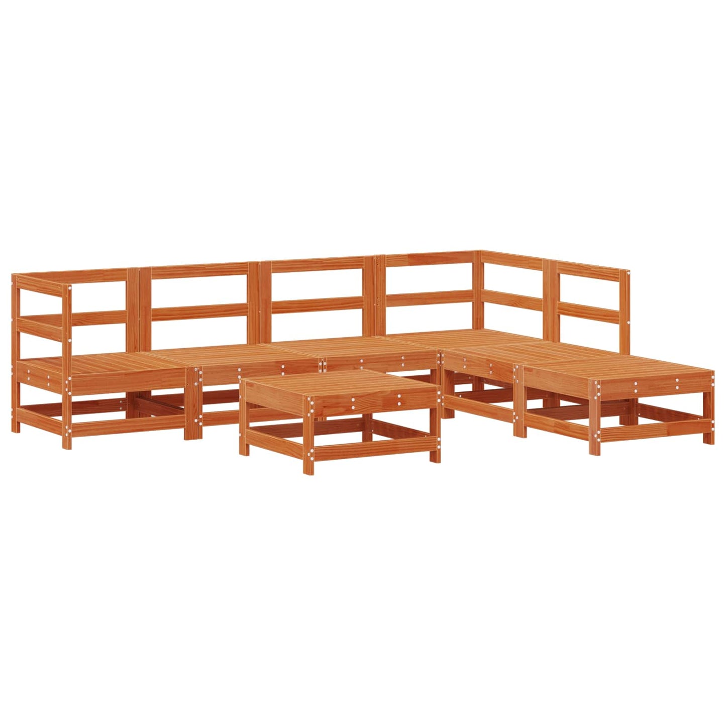 Kerti lounge szett 7 pcs Viaszbarna Tömör Fenyőfa