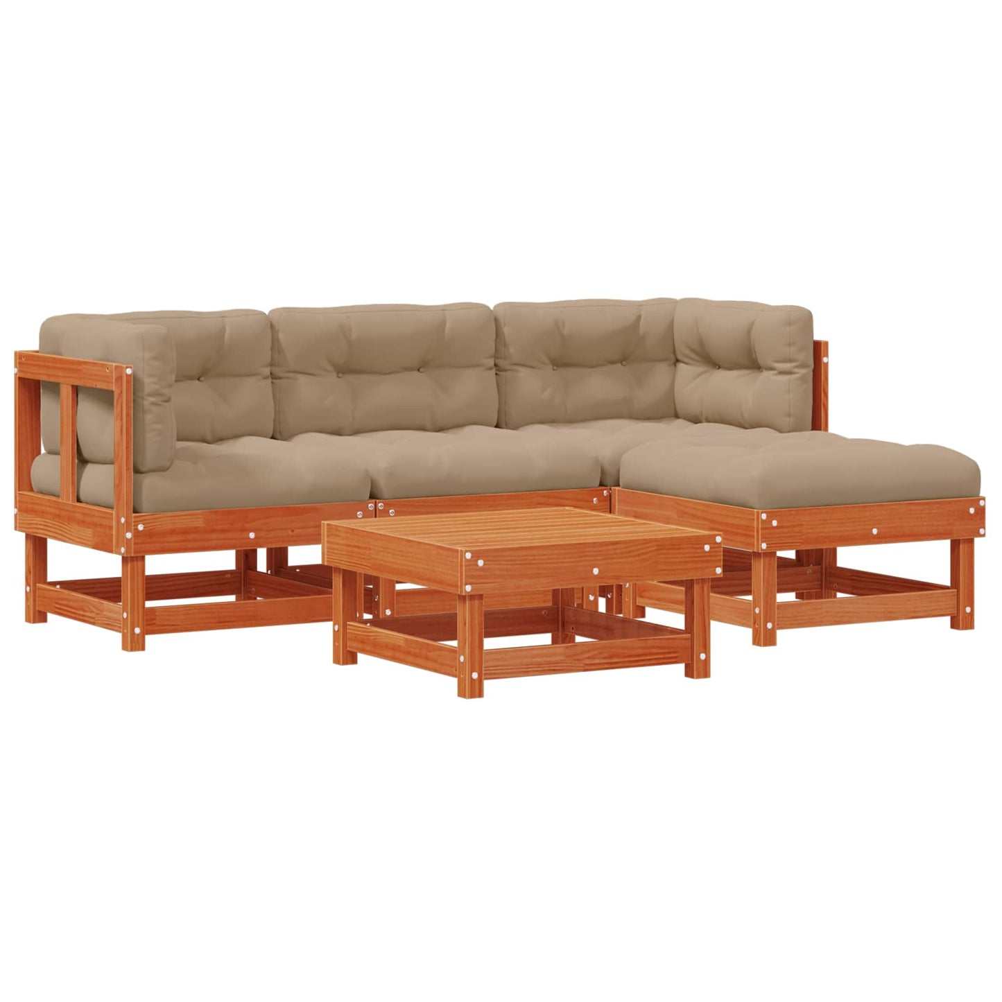 Kerti lounge szett 15 pcs Viaszbarna Tömör Fenyőfa