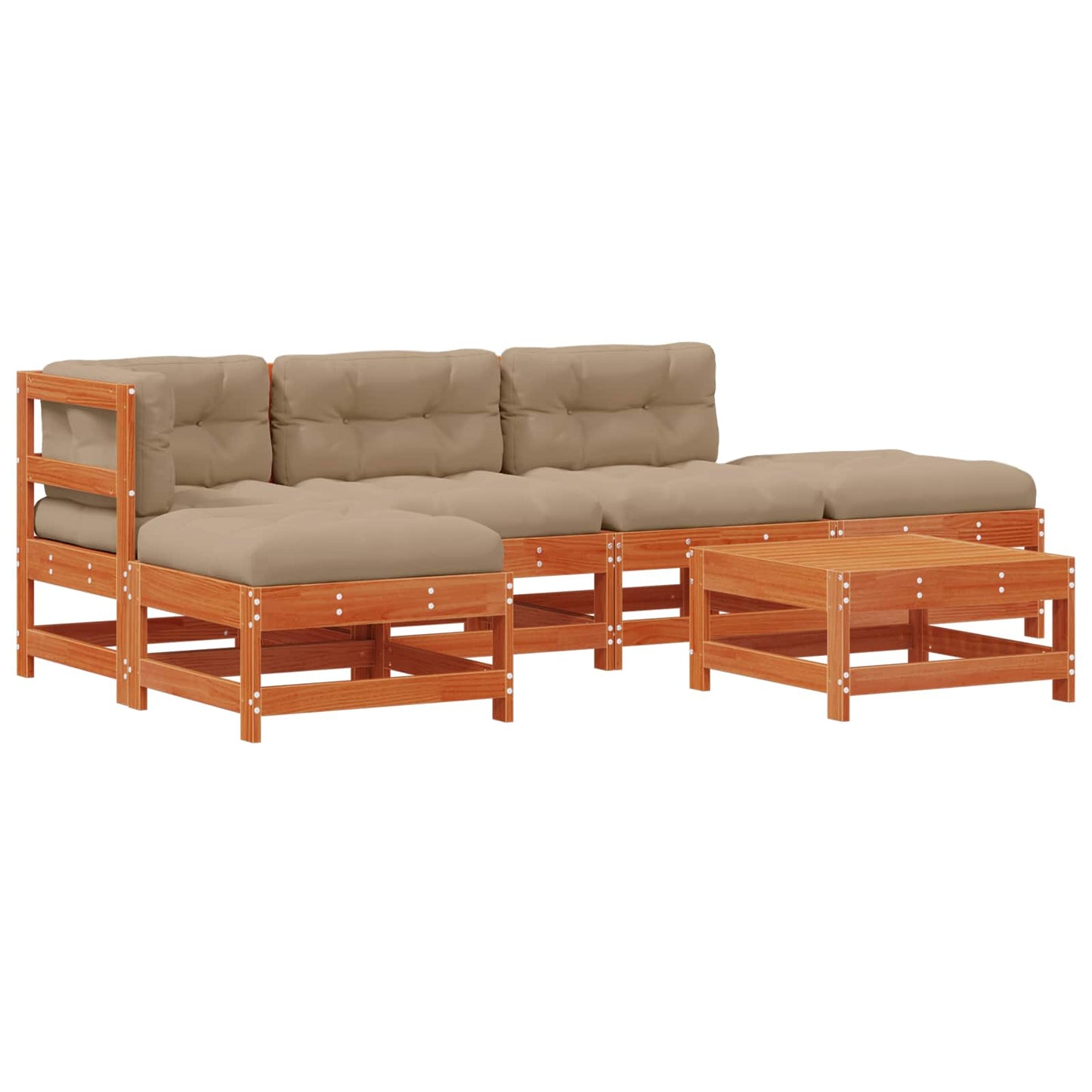 Kerti lounge szett 5 pcs Gyantás Barna Fenyő Tömör Fenyőfa