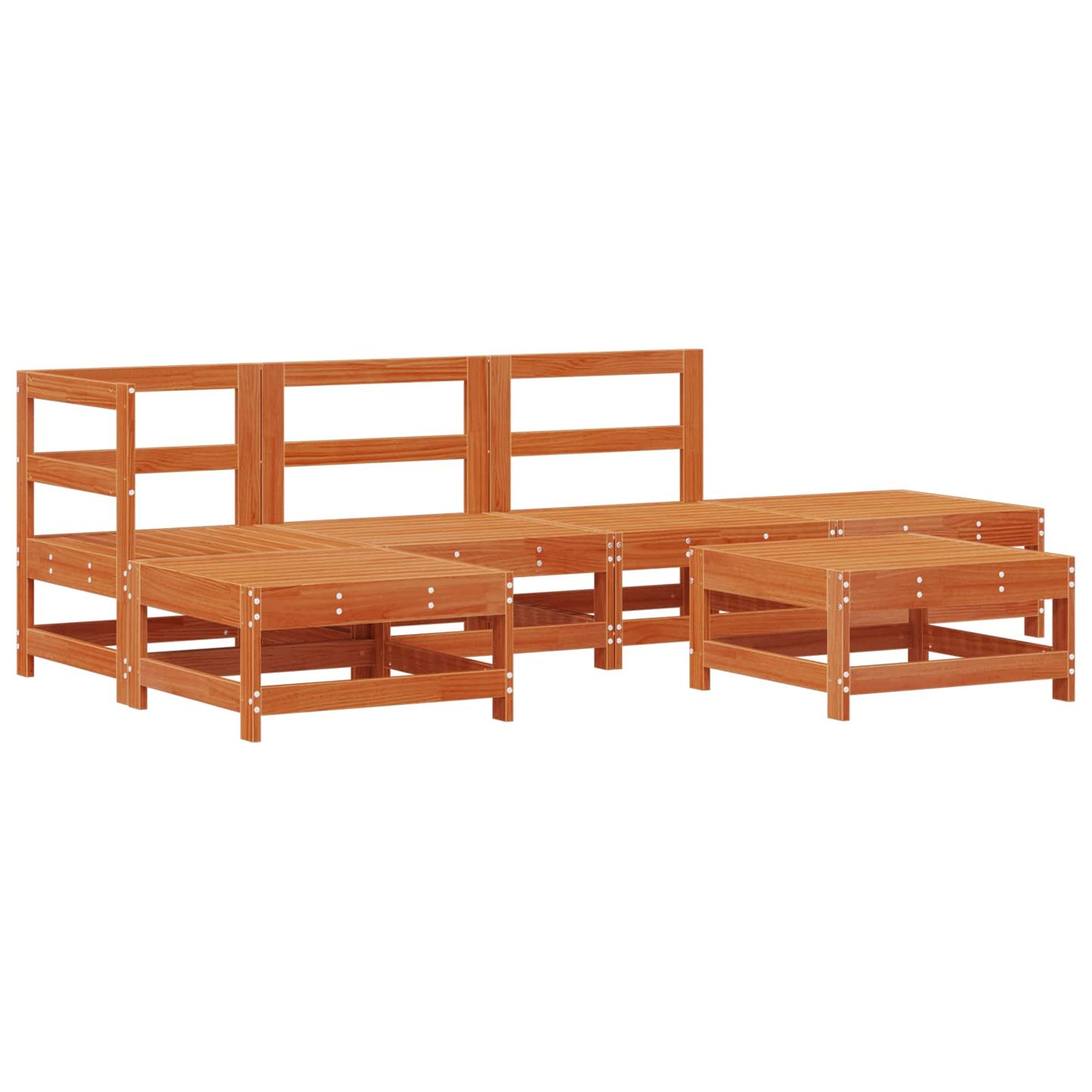 Kerti lounge szett 5 pcs Gyantás Barna Fenyő Tömör Fenyőfa